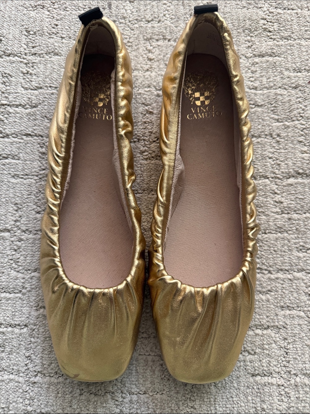Vince Camuto Metallic Gold Elastic Ballet Flats